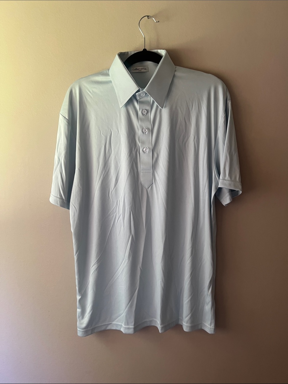 Collars & Co Men's Light Blue Short-Sleeve Polo with Spread Collar
